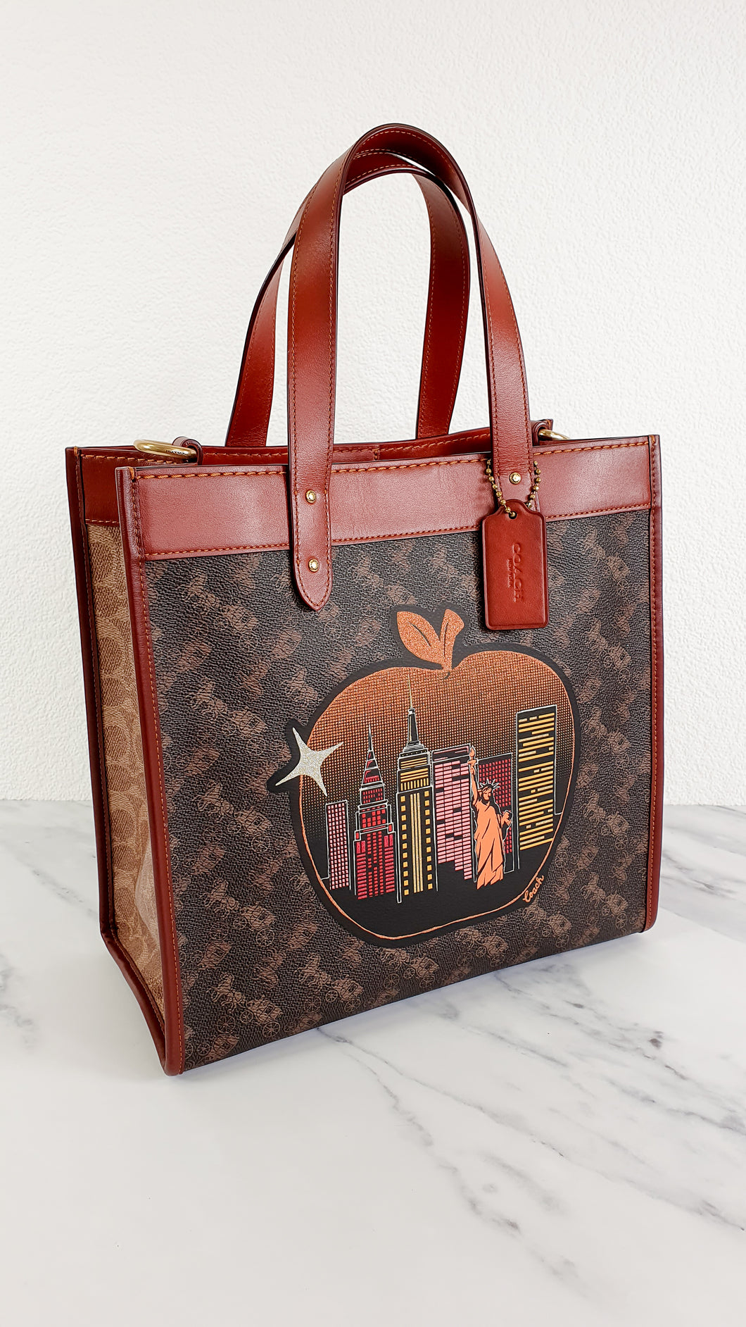 field tote in signature canvas with big apple skyline