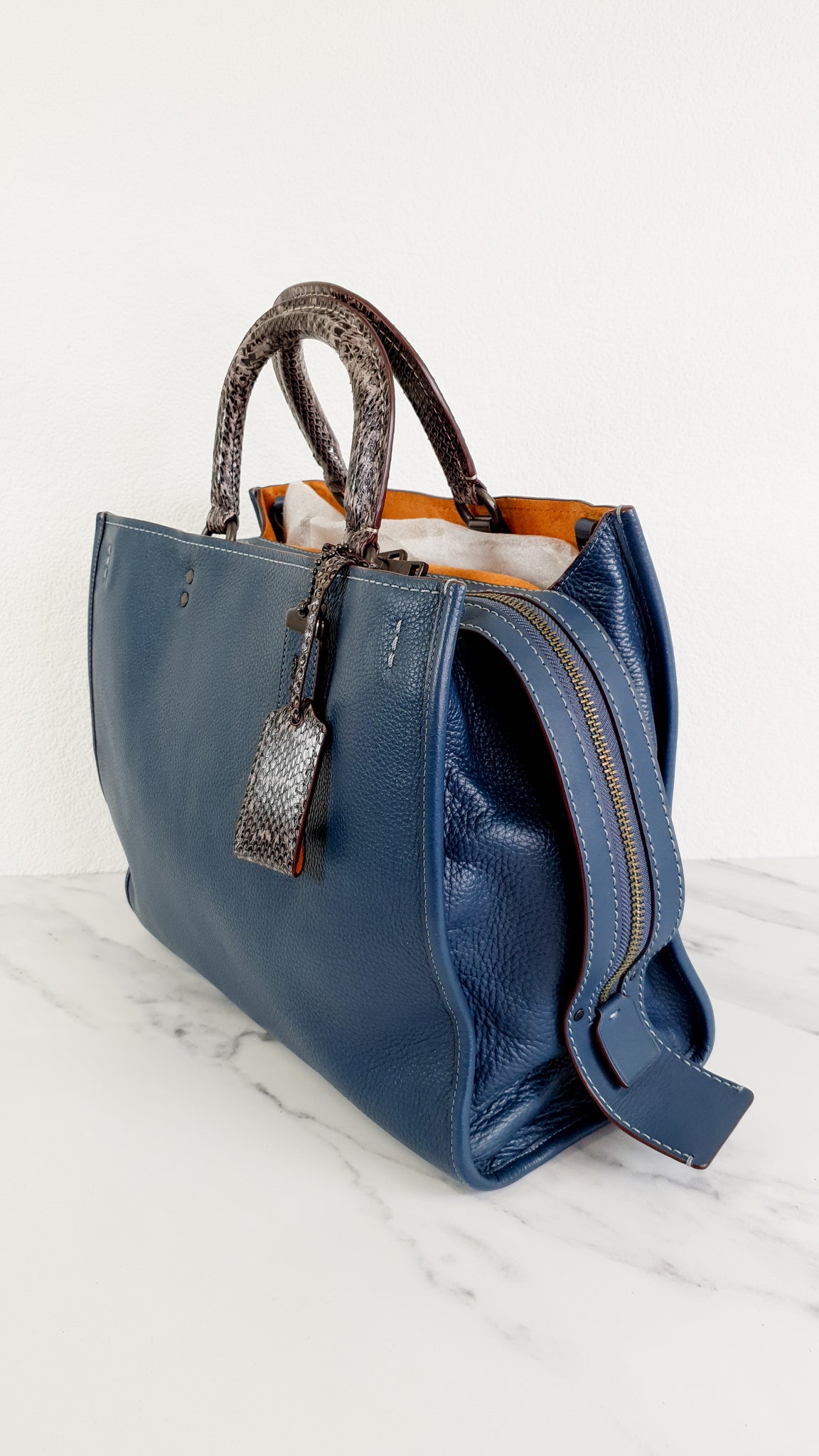 Coach 1941 Rogue 36 in Dark Denim Blue with Genuine Snakeskin Handles –  Essex Fashion House