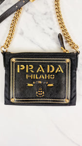 Rare Vintage Prada Black & Gold Tessuto Oro Nylon & Saffiano