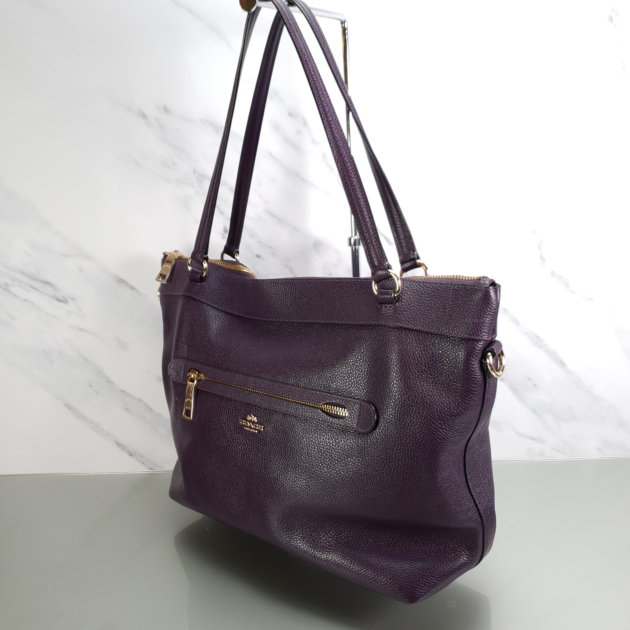 coach tyler tote in pebble leather