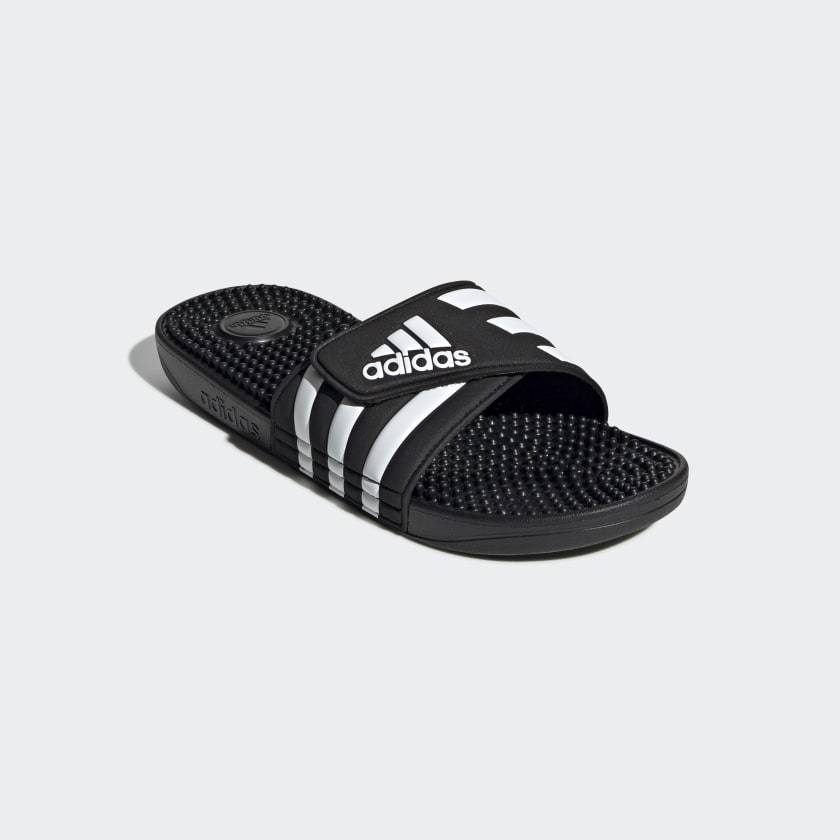 adidas Adjustable Rubber Slides | Black-White | Youth | 3 adidas