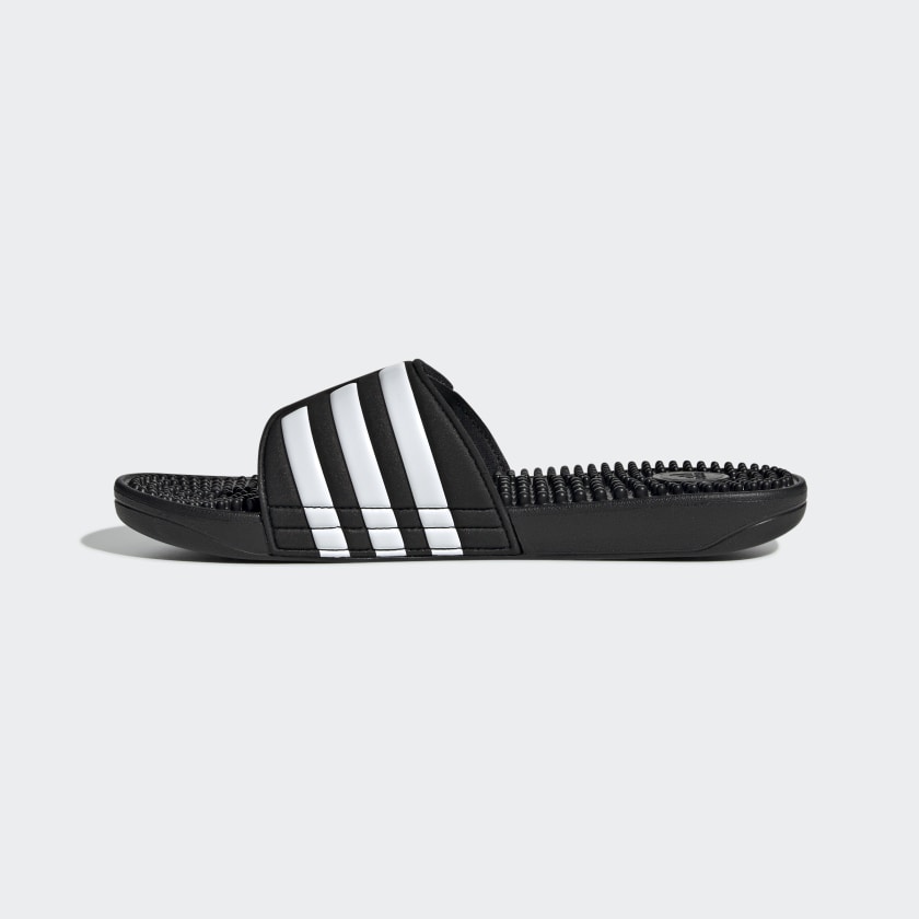 ADISSAGE Adjustable Rubber Slides | Black-White | Men's stripe adidas