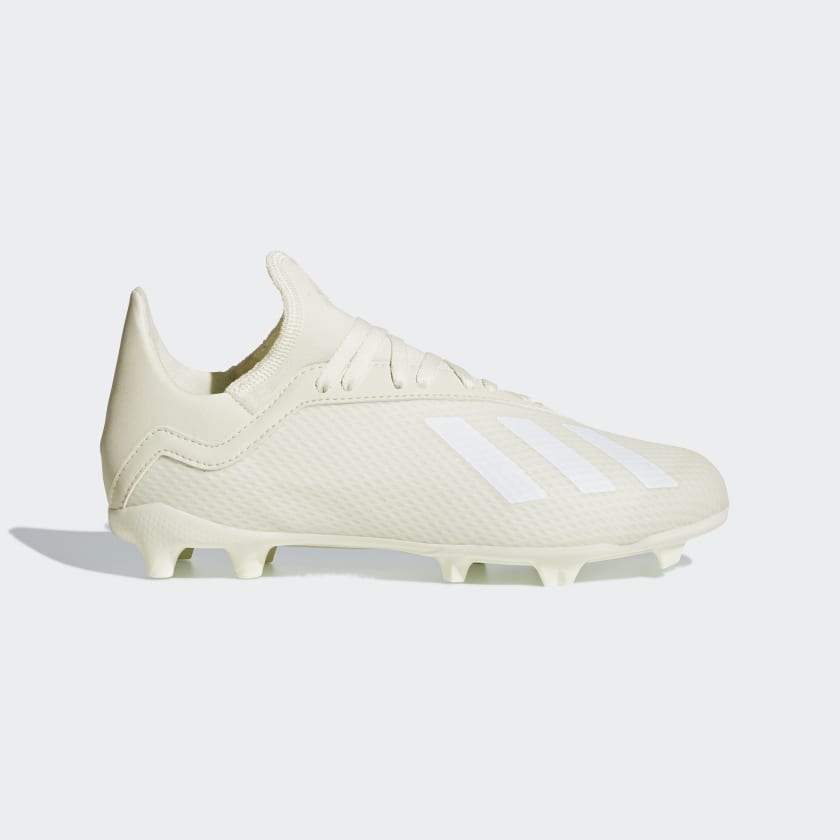 adidas X 18.3 Firm Ground Soccer Cleats | Off White | Youth – stripe 3