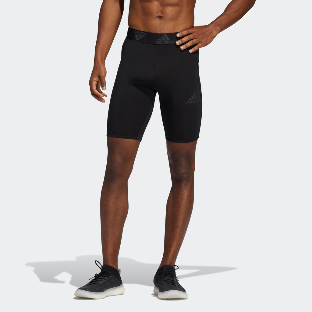 adidas TECHFIT SHORT 3-Stripes Training Tights | Black | Men's stripe 3 adidas