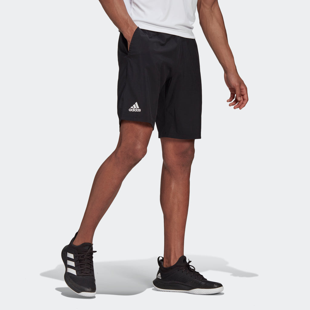 adidas CLUB STRETCH-WOVEN 7-Inch Tennis Shorts | Black | Men's | stripe