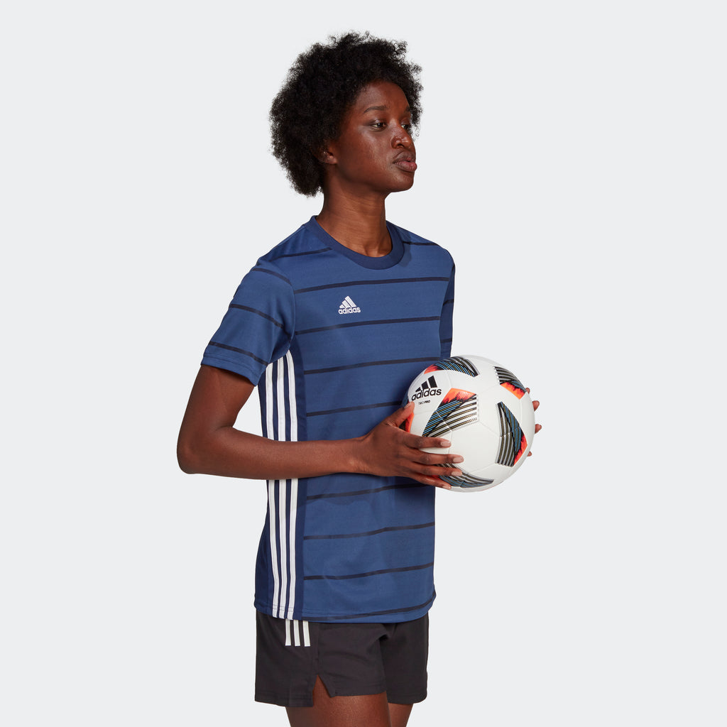 adidas CAMPEON 21 Soccer Jersey Team Navy Blue | Women's | stripe 3 adidas
