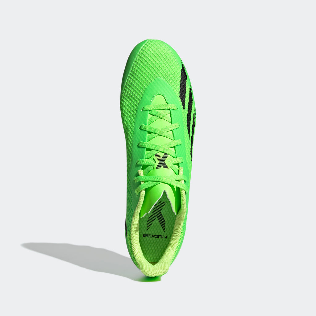 adidas x Speedportal.4 Flexible Ground Soccer Cleats | Black/Green | U | stripe adidas
