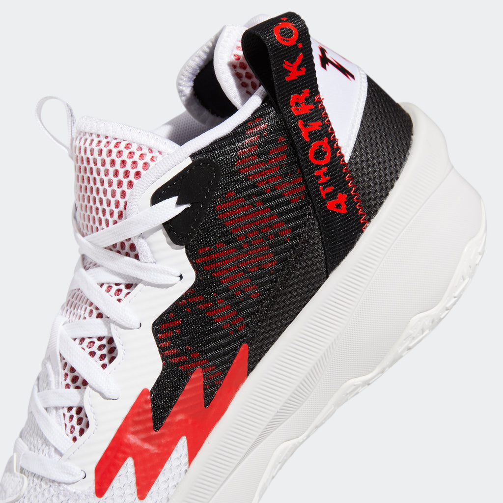 adidas DAME 8 Shoes | White-Red | Adult-Unisex | stripe 3 adidas