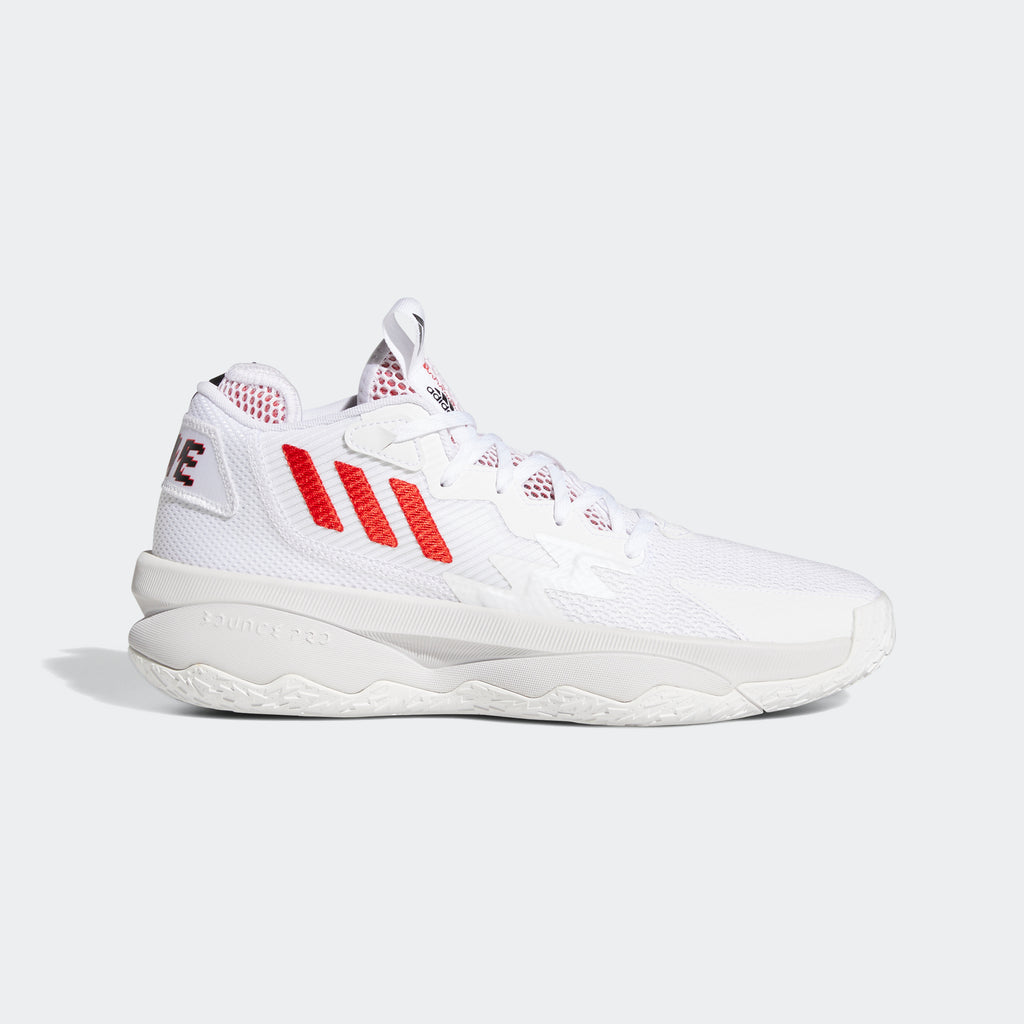 DAME 8 Shoes | White-Red | Adult-Unisex | stripe adidas