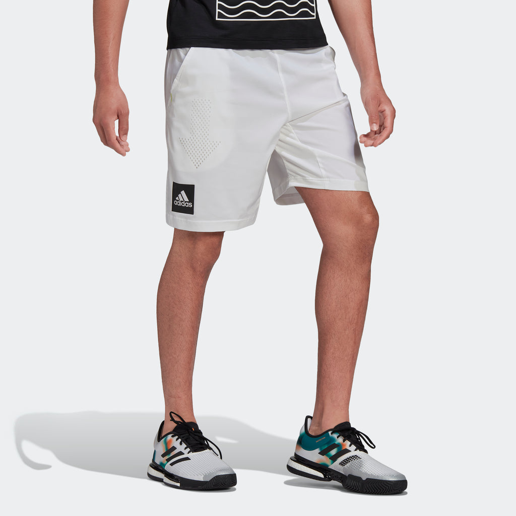 adidas PARIS HEAT.RDY 9-Inch Tennis Shorts | White | | stripe 3 adidas