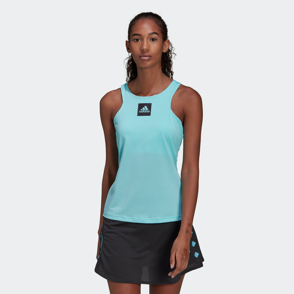 adidas PARIS Y-TANK Tennis Top | Aqua | Women's | stripe 3 adidas
