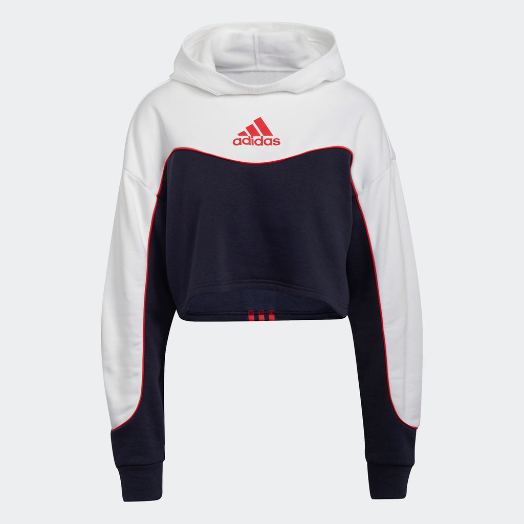 adidas COLORBLOCK 3-STRIPES Hoodie | Red-White-Blue | Women | adidas