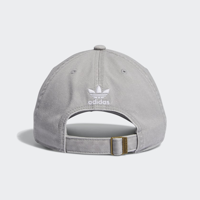 adidas STRAP-BACK Adjustable Hat | Light Grey | Men's | stripe