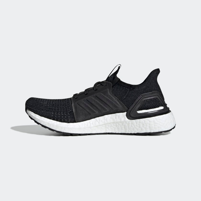 adidas ULTRABOOST 19 Running Shoes | Black-White | Women's stripe 3 adidas