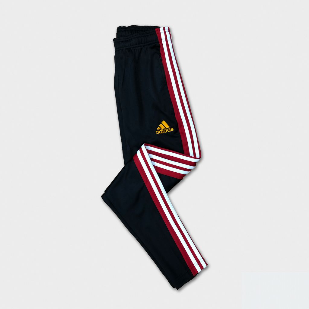 black red stripe adidas pants