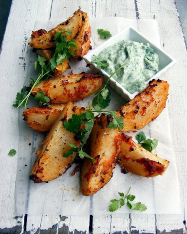 Moroccan-Style Roast Potatoes with Coriander Yoghurt