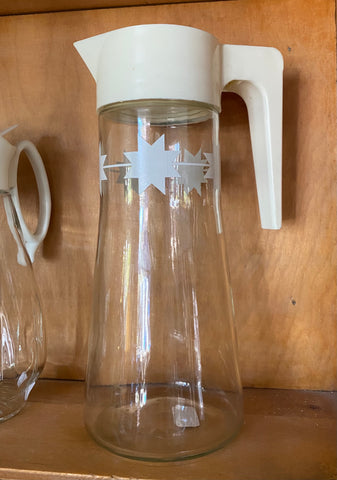 Log Cabin Syrup Pitcher Dispenser Mid Century Atomic Milk Juice 