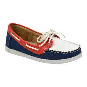 red white and blue loafers