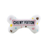 HAUTE DIGGITY DOG Small White Chewy Vuiton Squeeky Bone Toy