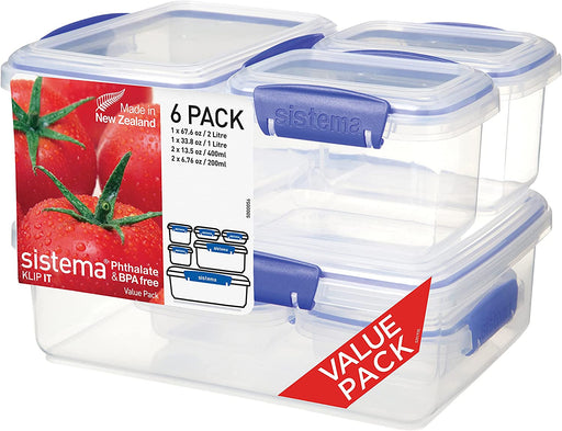 Sistema Klip It Plus Food Storage Container | 5.5 L Square | Stackable & Airtight Fridge/Freezer Food Boxes with Lids | Recyclable with TerraCycle