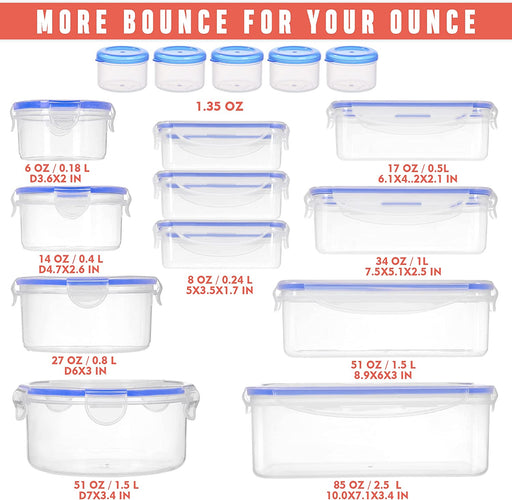 32pcs Airtight Food Storage Containers Set, BPA Free Plastic