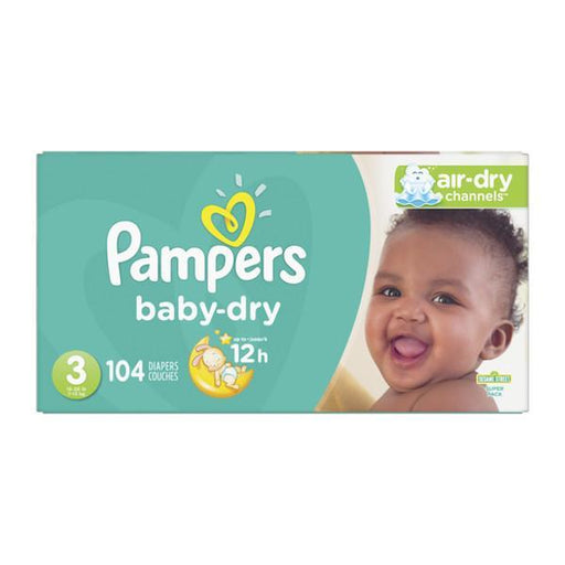 Pañales tamaño recién nacido/talla 0 (< 10 libras), 104 unidades – Pañales  desechables Pampers Baby Dry para bebé, súper paquete con pañales para
