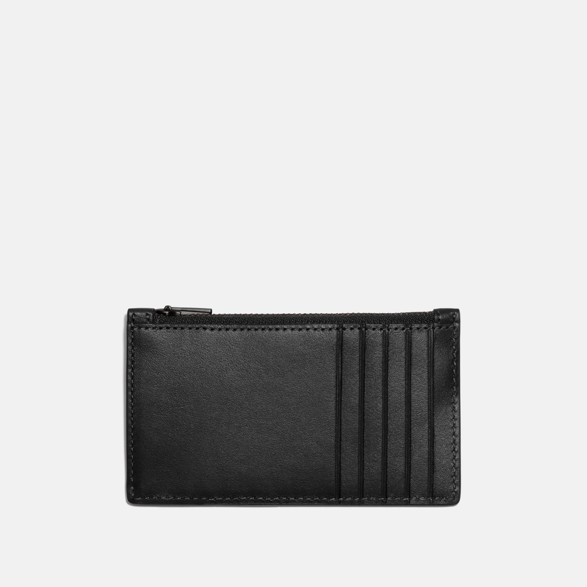 Coach Leather Zip Card Case - Black