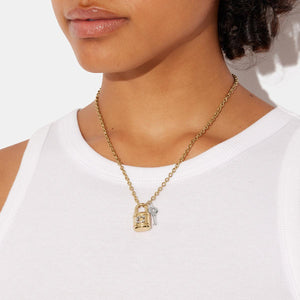 Coach Pave Halo Short Pendant Necklace - Gold