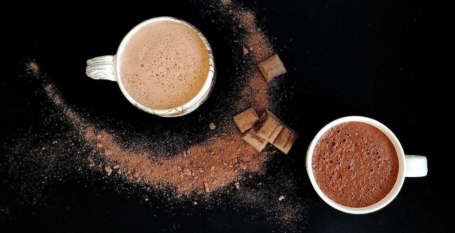 milk and dark hot chocolate drinks - bean to bar