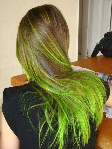 Neon Green & Brown Hair Color