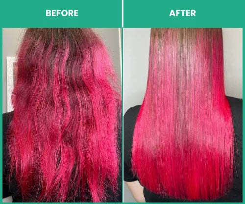 A comparison of the before and after effects of using ThriveCo Hair shampoo and conditioner combo