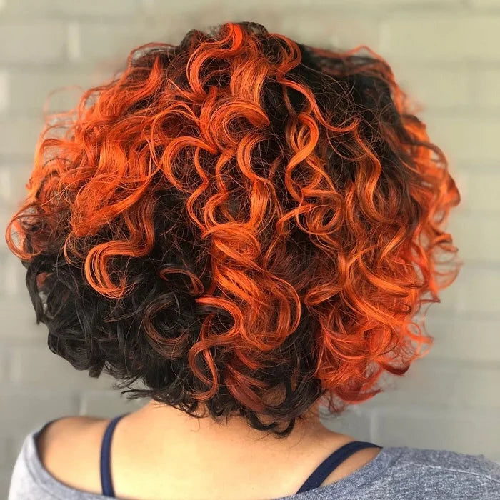 Fire-y Orange on black curls
