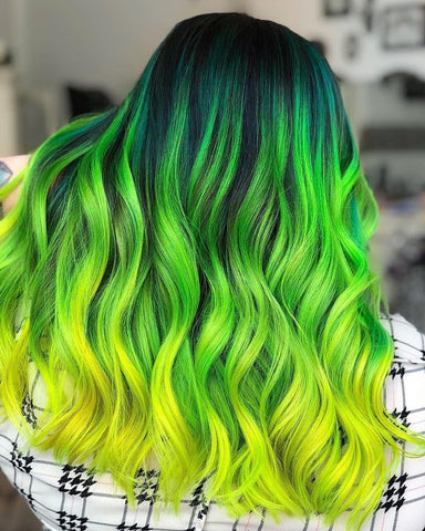 Neon Green & Yellow Hair Color