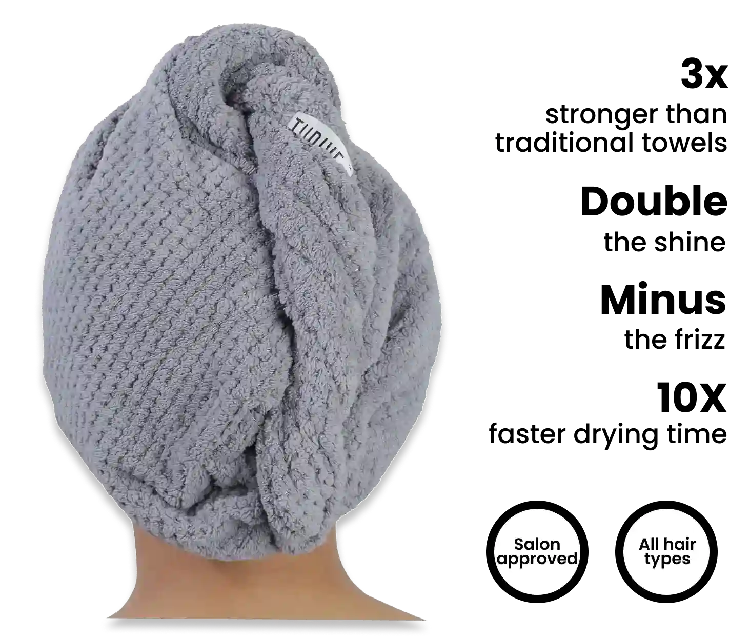 A hair towel wrap for easy hair drying