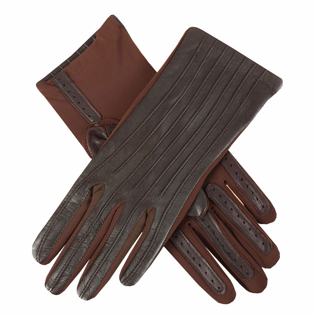Women's leather and elastane gloves in mocca