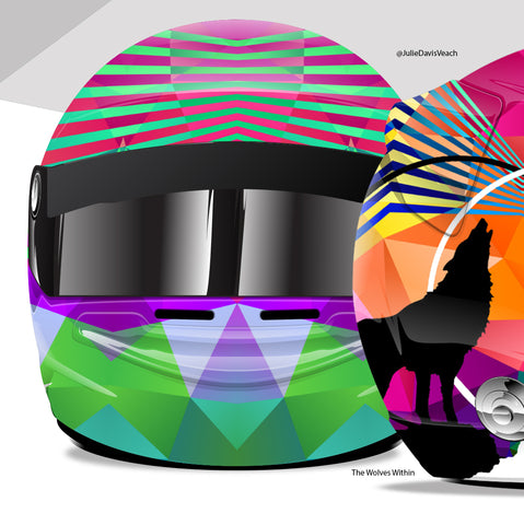 Motorsports Helmet Design - The Wolves Within - Julie Davis Veach - JULZ DESIGN Studio