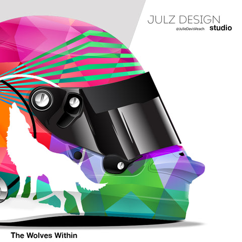 Motorsports Helmet Design - The Wolves Within - Julie Davis Veach - JULZ DESIGN Studio