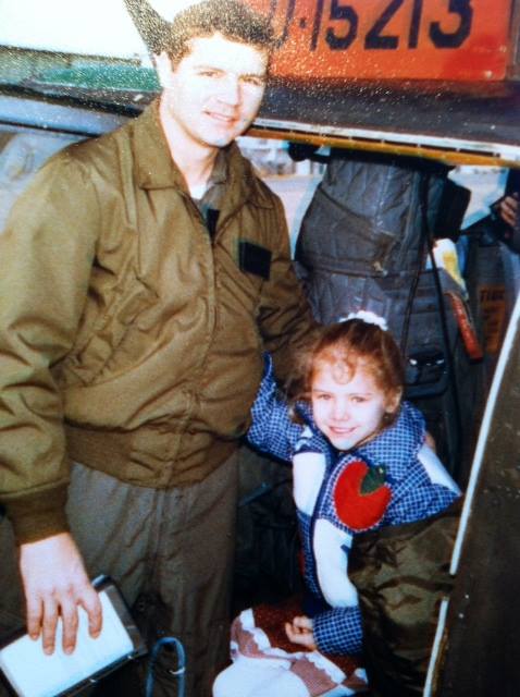 Julie A. Davis Veach (aprox. age 7) and father, US Army Aviation Officer