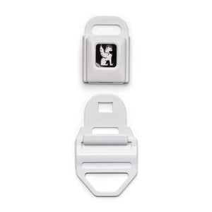 Chrome Seatbelt Buckle Lg (2") - White Pearl - Belmont Army WP