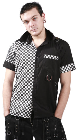 Men's Black and White Squares Shirt