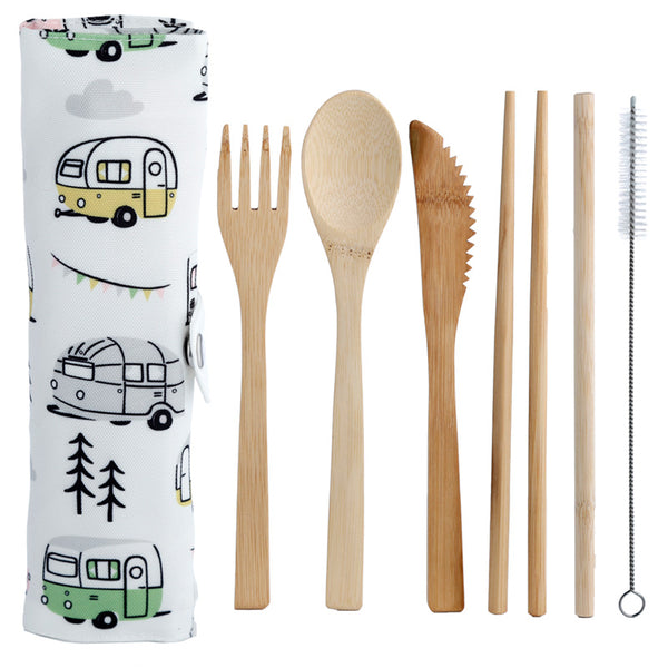 100% Natural Bamboo Cutlery 6 Piece Set - Wildwood Caravan CUTL11-0