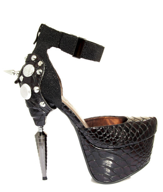 Hades Shoes - Venom Rhino Heel Collection Snake skin Closed Toe Pump - napoleonshousecleaning Husinec