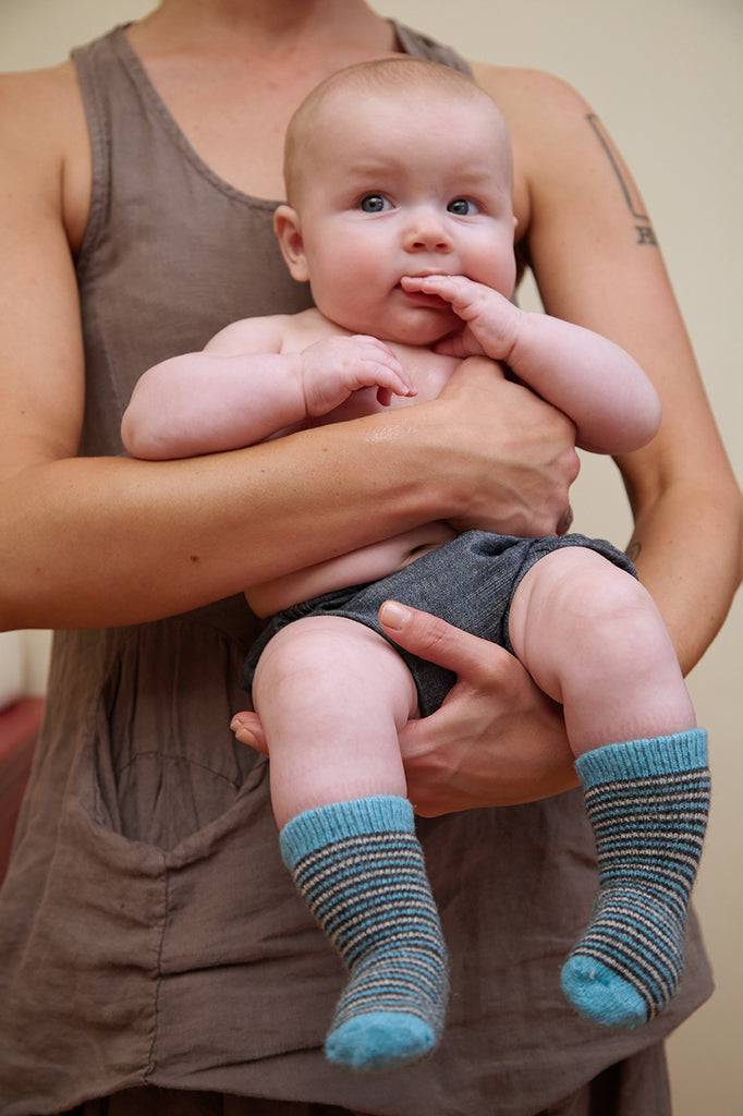 lisa b. wool cashmere socks | baby pin stripe turquoise