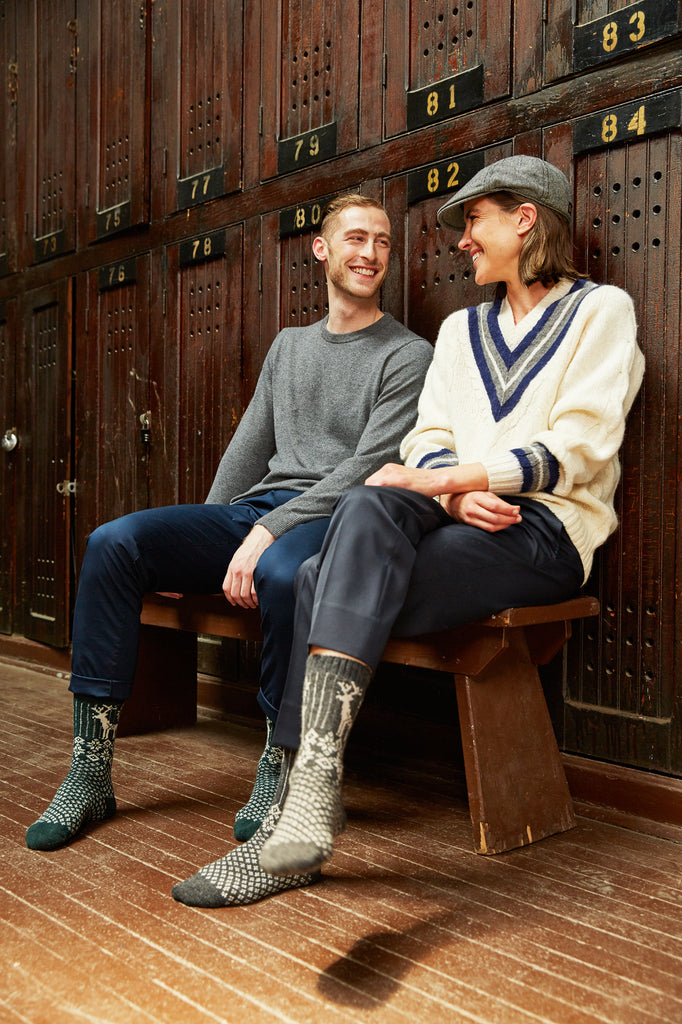 lisa b. reindeer wool cashmere crew socks at the VanCortlandt Park in the Bronx