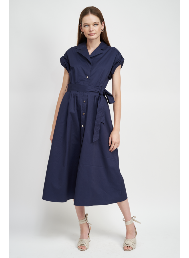 Avery Midi Dress Navy – RAINA DAWN