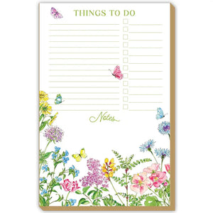 Things To Do Garden Floral Butterflies Luxe Large Notepad - Caldwell Gifts