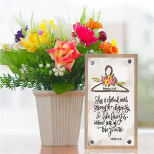 Clothed In Strength Driftwood Happy Block - Caldwell Gifts