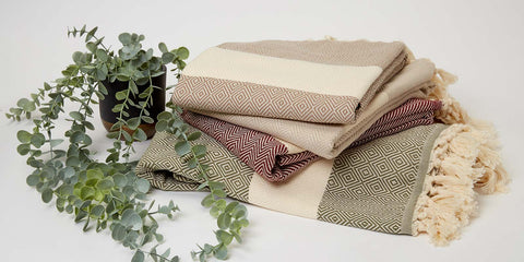towels and throws earthy colour