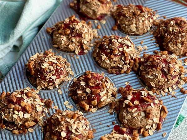 Cranberry Sauce Muffins baked in a muffin tin