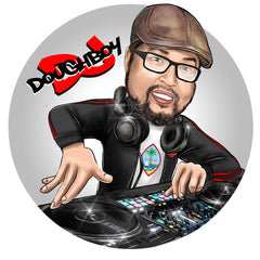 DJ cartoon caricature logo